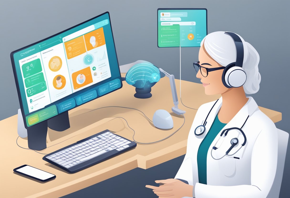 A virtual health assistant interacts with a user, displaying medical information and providing guidance for wellness